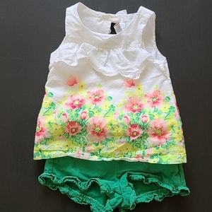 Janie and Jack Floral/Green Short Outfit